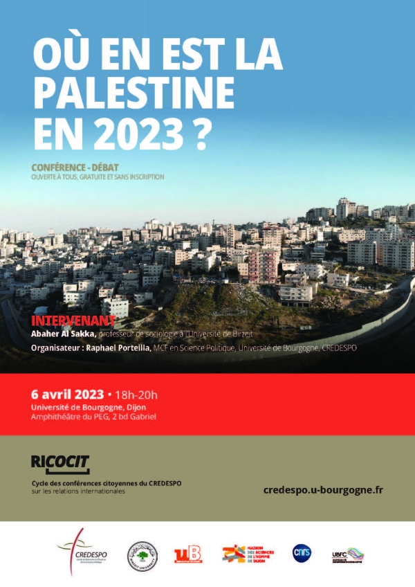 Conférence-Débat: &quot;Où en est la Palestine en 2023&quot; le 6 avril 2023